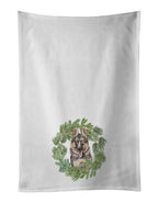 German Shepherd Puppy Smiling Christmas Wreath Kitchen Towel Set of 2