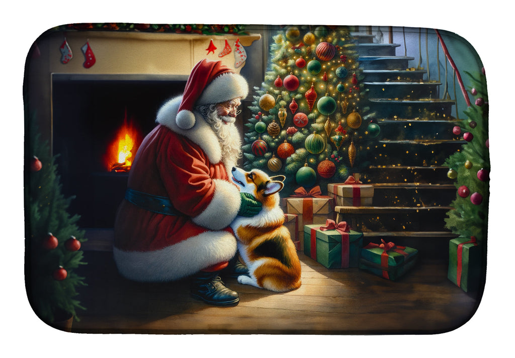 Corgi and Santa Claus Dish Drying Mat