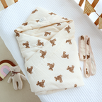 Newborn Crepe Beanie Fleece Quilted Bag | Embroidered Cap