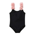 Backless Baby Girl Swimsuit with Flower Straps