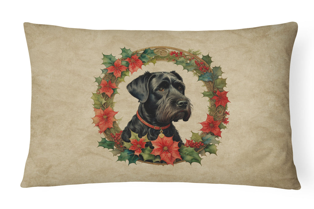 Giant Schnauzer Christmas Flowers Throw Pillow