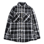 Black and White Plaid Knit Jacket for Couples