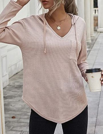 Casual V-neck Long Sleeve Hoodie | Streetwear