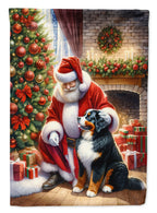 Bernese Mountain Dog and Santa Claus House Flag