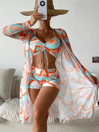 High Waist Bikini Set with Cover Up for Women