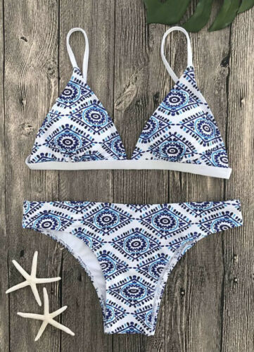 Thick Women's Bikini Set with Printed Triangle Design