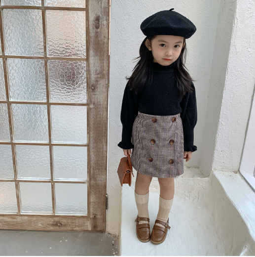 Girls' Ruffle Collar Sweater with Fungal Design