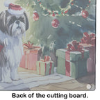 Shih Tzu Cozy Christmas Glass Cutting Board