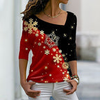 New Christmas Printed Long-sleeved Pullover T-shirt | Streetwear