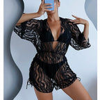 2024 High-Waisted Printed Swimsuit 3-Piece Set