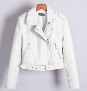 Slim-Fit Belt Biker Leather Jacket (One Piece)
