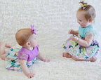 Summer Floral Lace Back Bodysuit Dress for Baby Girls