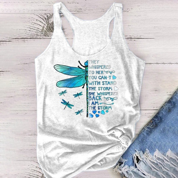 Dragonfly Print Racerback Tank Top