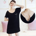 Ladies' Modal Sleeveless Summer Nightgown with Backless Design