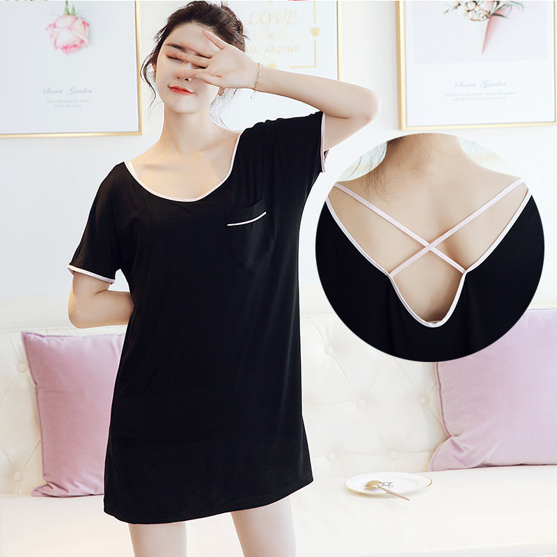 Ladies' Modal Sleeveless Summer Nightgown with Backless Design