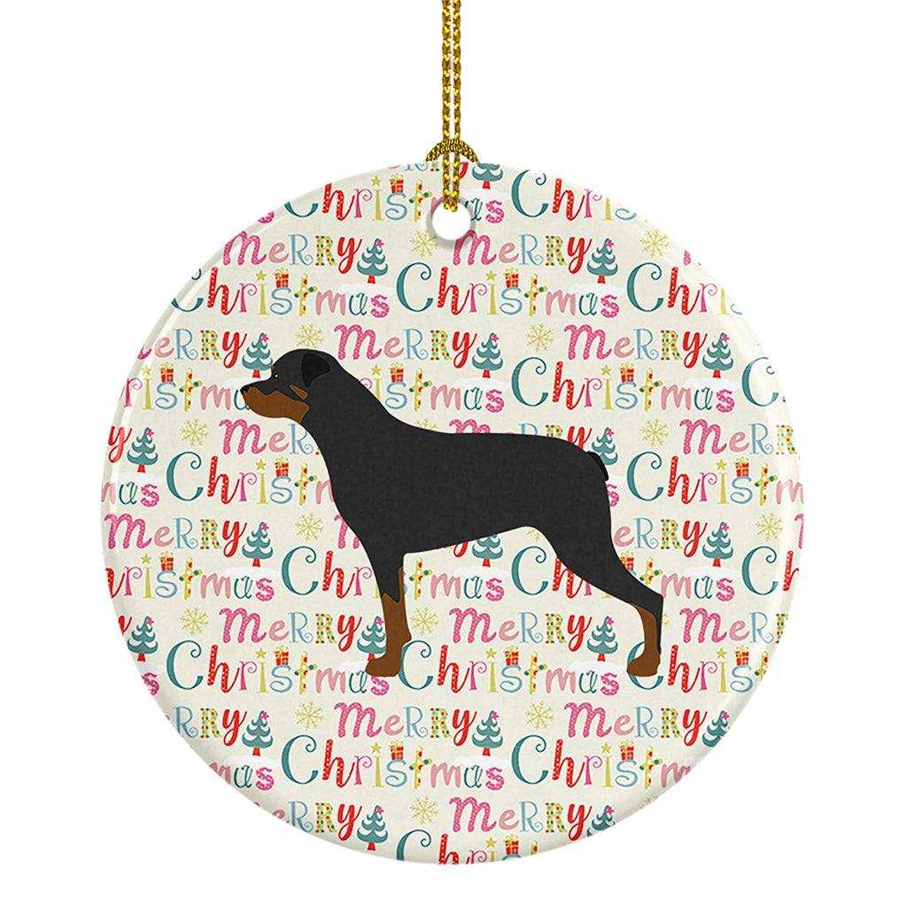 Rottweiler Merry Christmas Ceramic Ornament