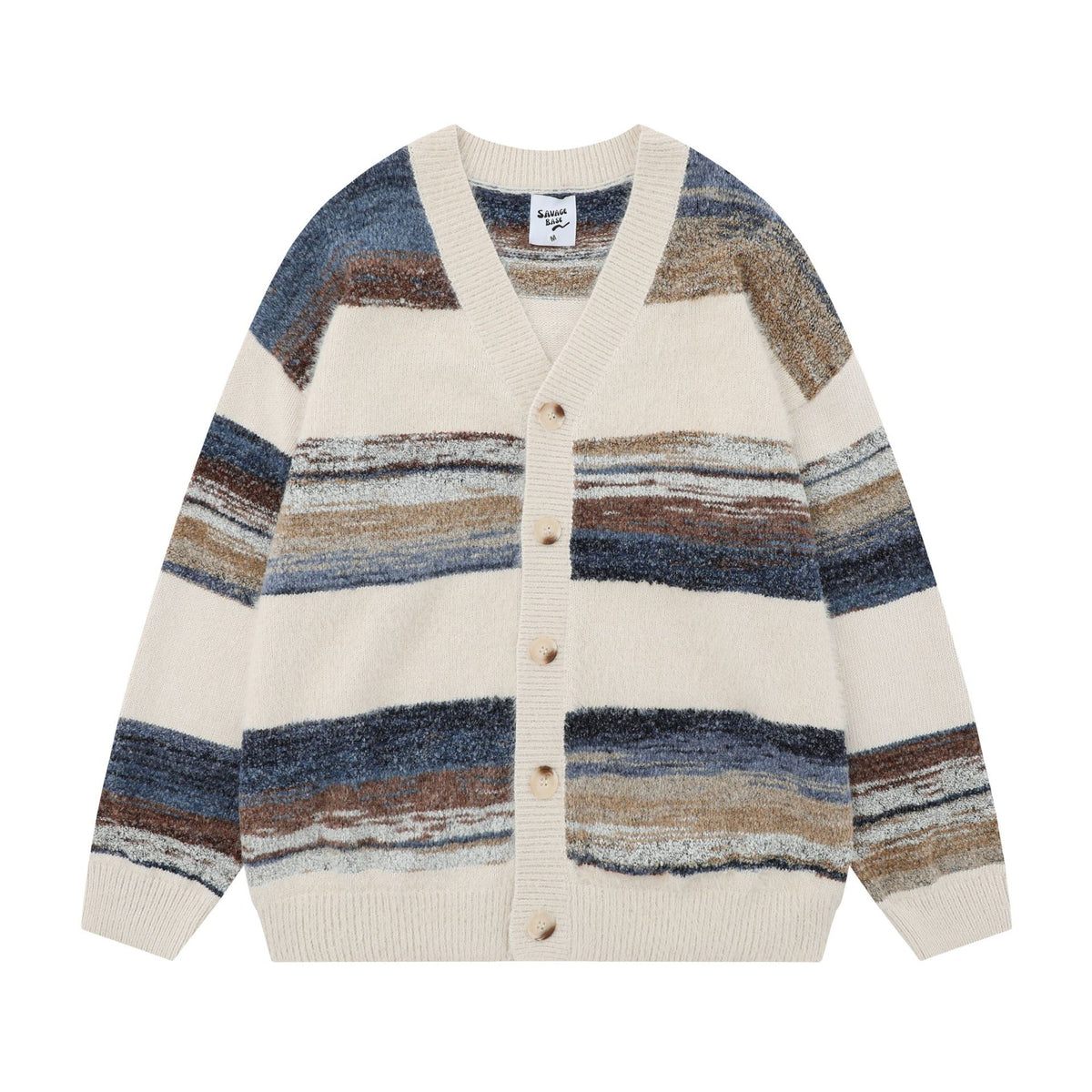 Rainbow Striped Gradient Cardigan for Men