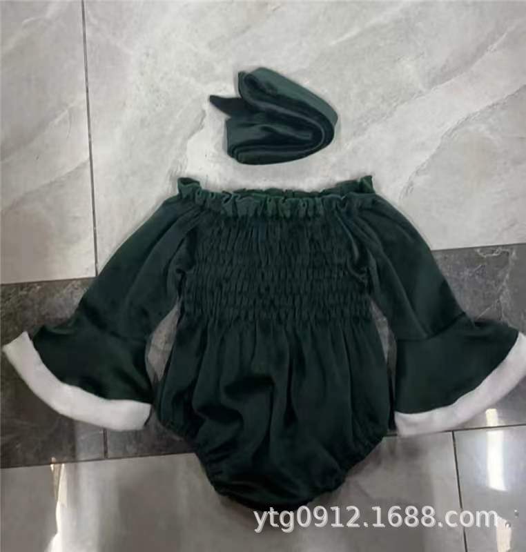 Cross-Border Baby Christmas Triangle Bodysuit with Hood