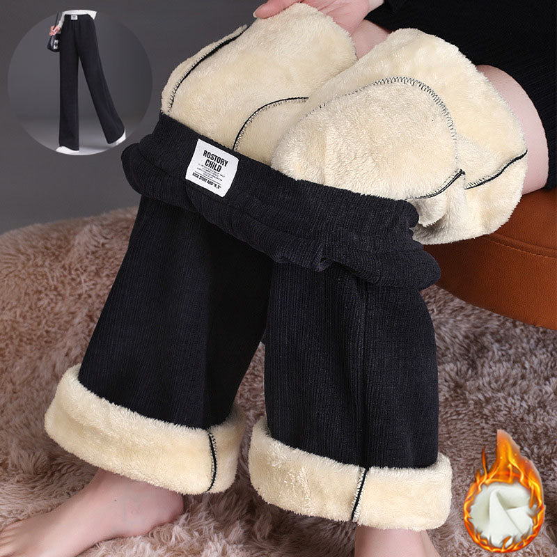 Warm Wide-Leg Fleece Trousers for Women (Casual Fit)