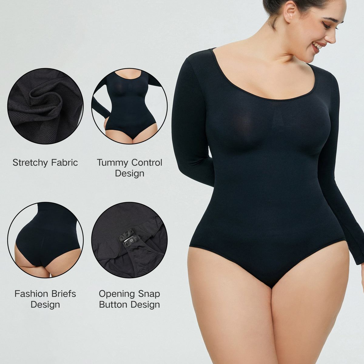 Women's Seamless Long Sleeve Corset Jumpsuit