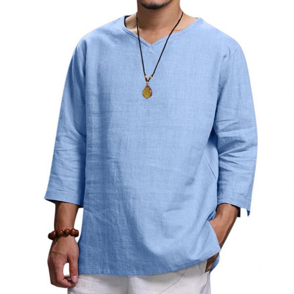Men's Casual 3/4 Sleeve Loose Pullover Shirt | Streetwear