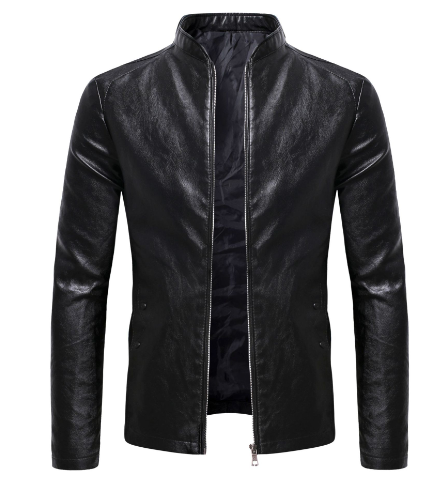 Men's Slim Fit Stand-Up Collar Leather Jacket