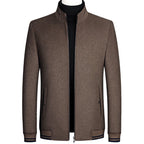 Men's Thickened Woolen Jacket with Vertical Collar