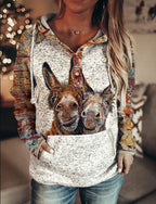 Autumn Casual Long Hoodie with Graphic Print for Women | Streetwear