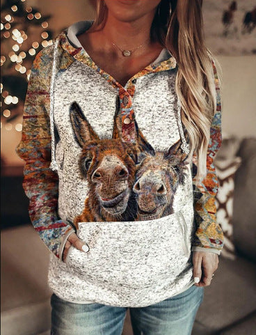 Autumn Casual Long Hoodie with Graphic Print for Women | Streetwear