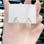 Alloy Crystal Crossover Stud Earrings