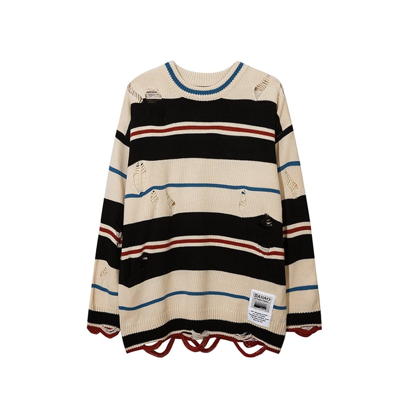 American Street Style Ripped Loose Knitted Sweater