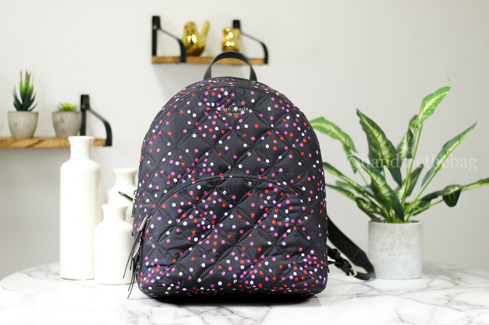 Kate Spade Karissa Large Nylon Quilted Festive Backpack Bundle | Streetwear