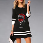 New Women's Christmas Print 3/4 Sleeve Casual Dress