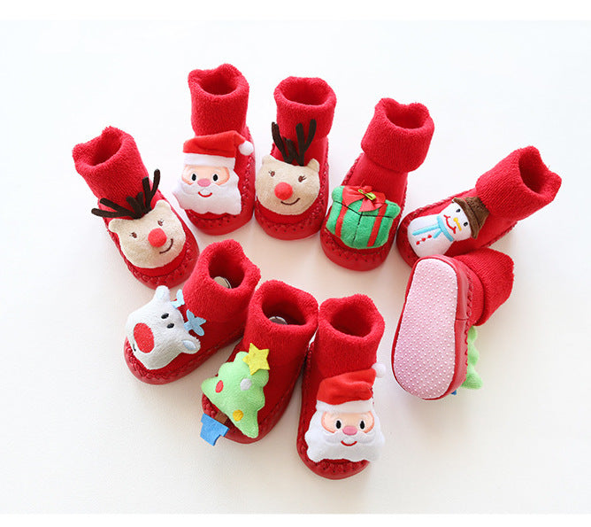 Thick Baby Walking Socks with Cartoon Designs (Christmas)