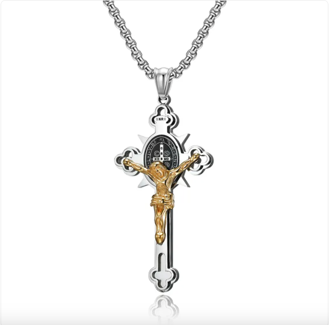 3D Stainless Steel Crucifix Cross Necklace
