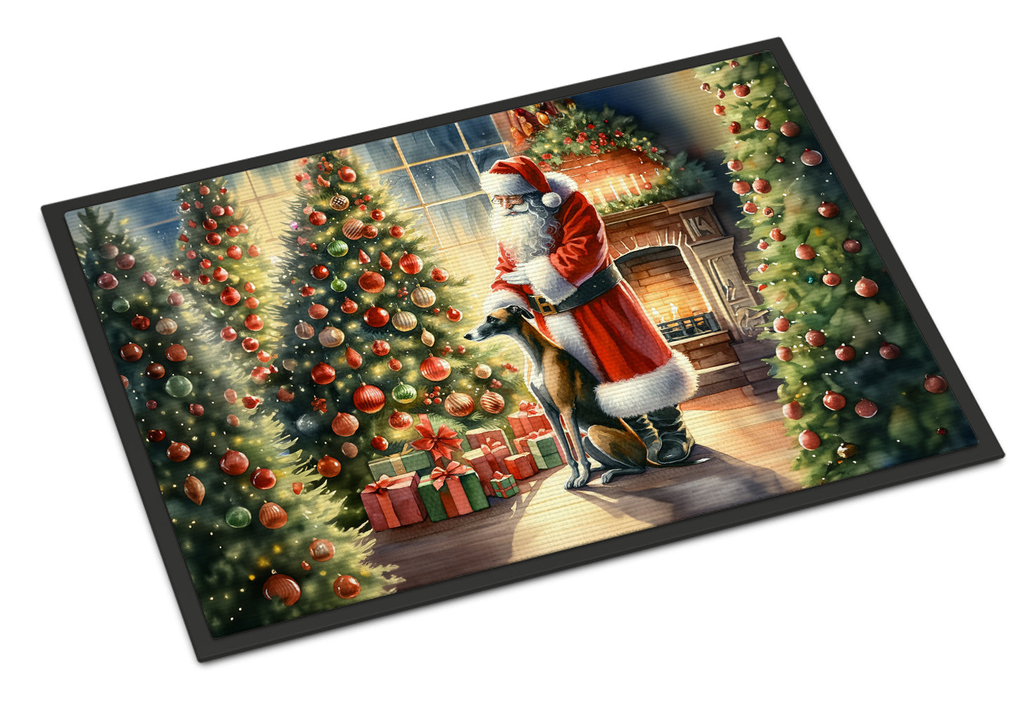 Greyhound and Santa Claus Doormat