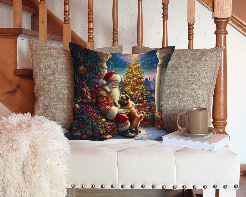 Brussels Griffon and Santa Claus Throw Pillow