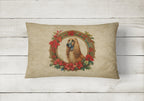 Afghan Hound Christmas Flowers Throw Pillow