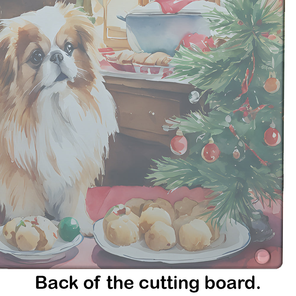 Pekingese Christmas Cookies Glass Cutting Board