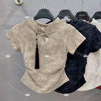 Women's Retro Short Sleeve T-Shirt Jacket for Spring | Streetwear