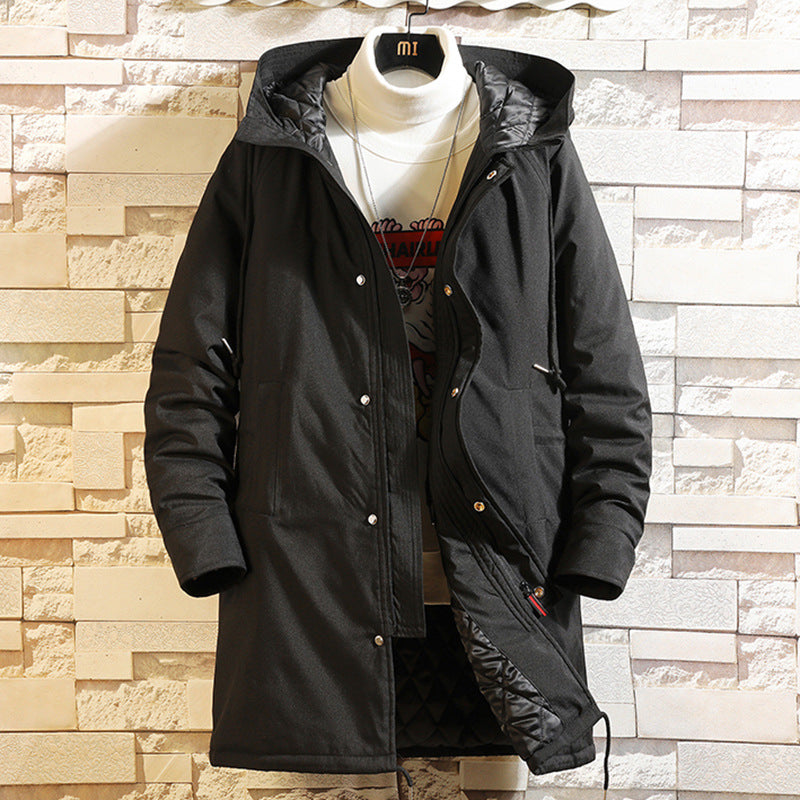 Men's Hooded Mid-Length Autumn Windbreaker Jacket