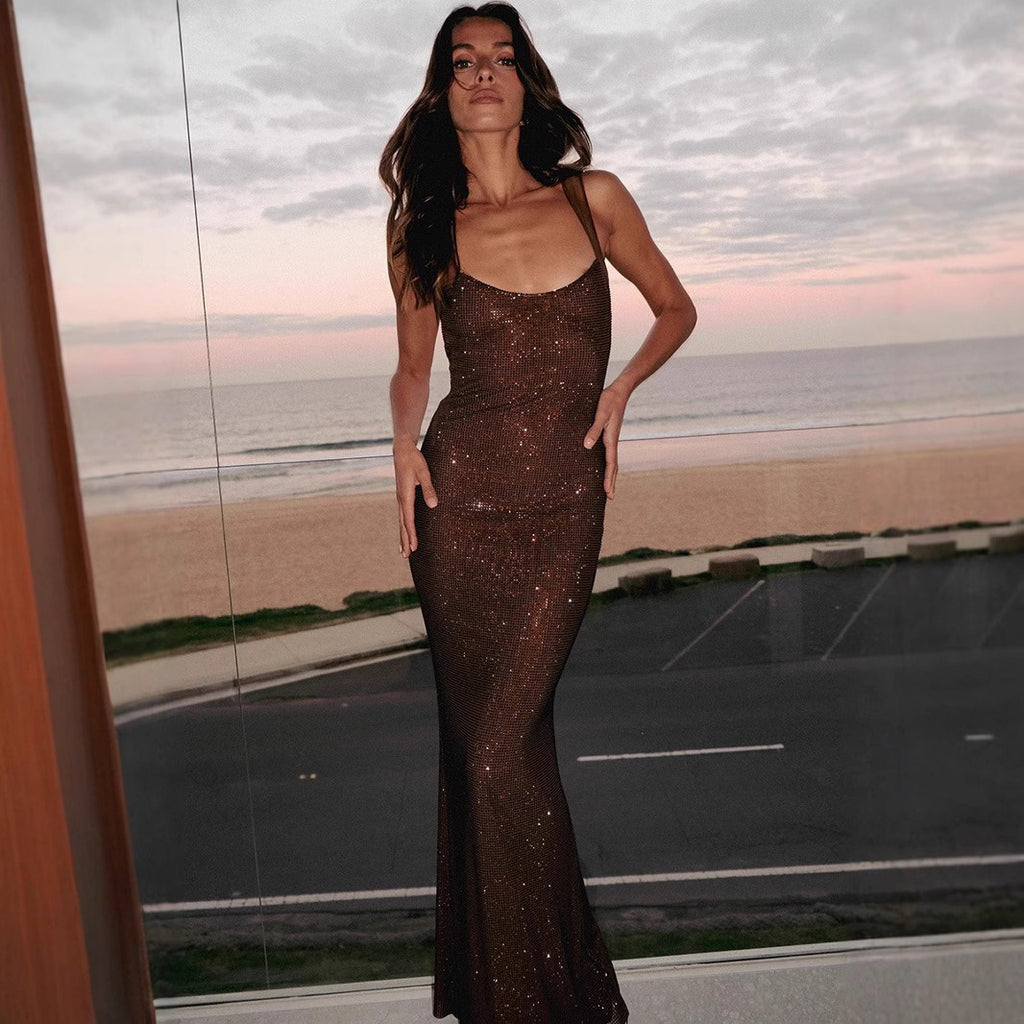 Graceful Tube Top Rhinestone Evening Dress