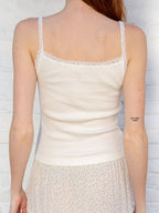 Vintage Lace Rib Tank Top for Women - Summer Casual Style
