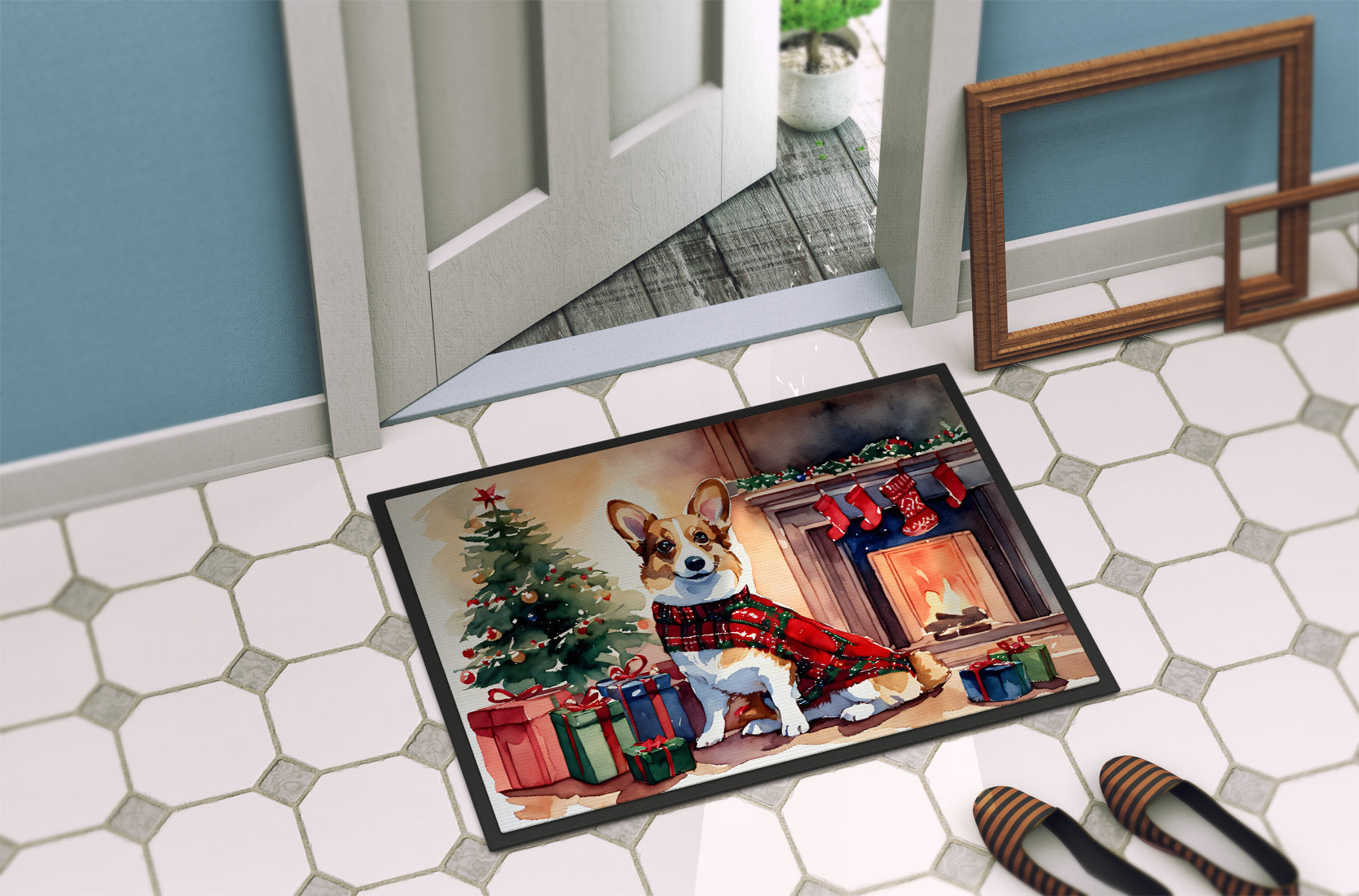 Corgi Cozy Christmas Doormat