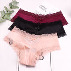 Youthful Triangle Panties with Lace Bow Design