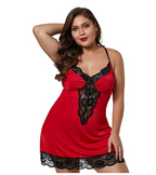 Lace-Trimmed Sexy Cami Nightgown with Pattern (Plus Size)