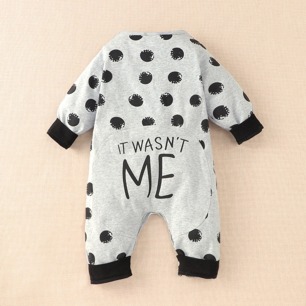 Autumn Winter Baby Footprint Letter Long Sleeve Bodysuit
