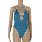 Deep V Neck Strappy Back Swimsuit