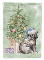 Pug Black Puppy Christmas Presents and Tree Garden Flag
