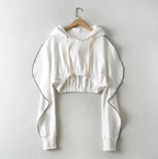 Apricot Hooded Pullover with Long Pile Sleeves | Streetwear